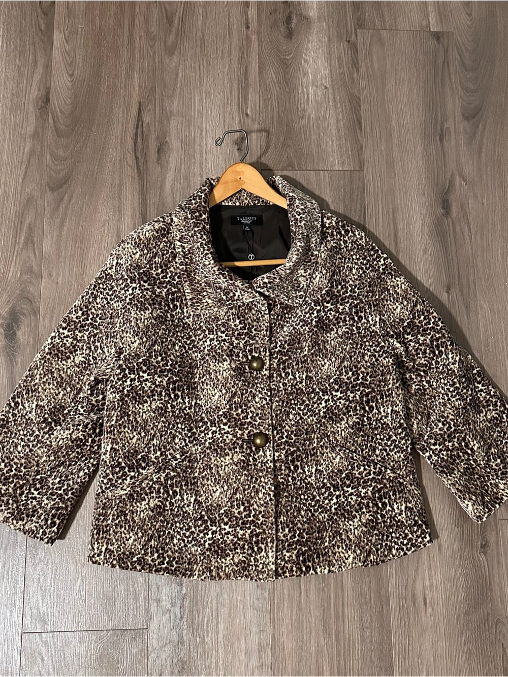 Talbots Leopard-Print Blazer Jacket in Brown and Cream New